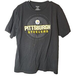 Reebok NFL Pittsburgh Steelers Womens Large Graphic T-Shirt Bleach Football